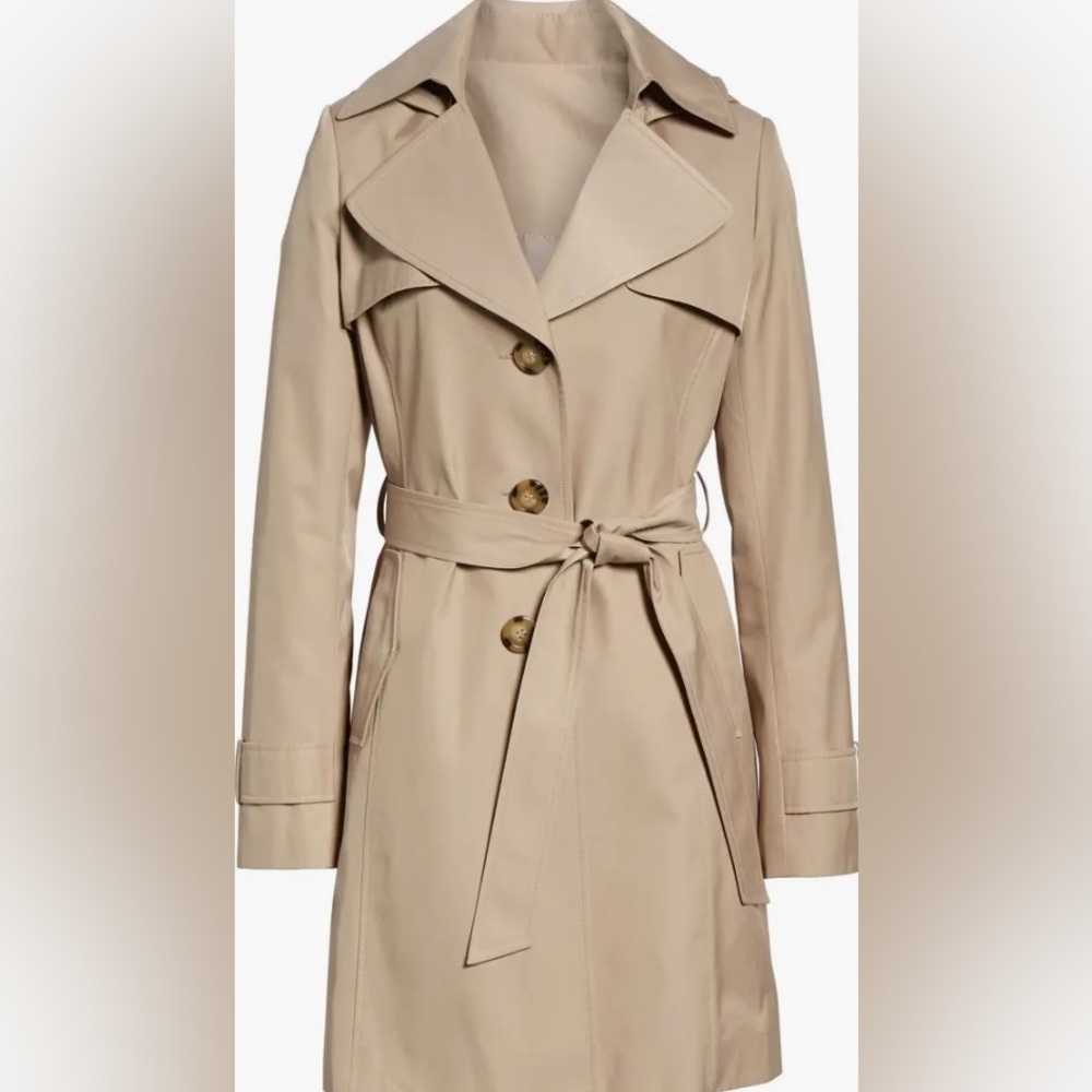 NWOT Halogen Hooded Trench Coat, Size L, Color Olive